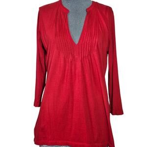 Ann Taylor Loft Red V Neck Top Size Medium